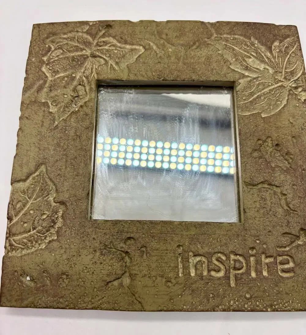 Set of 3 Small Hanging Wall Accent Mirrors Square Stone Texture with Quotes